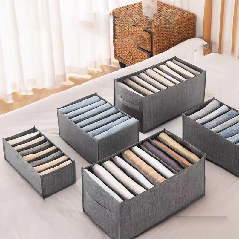 Trousers Storage Box Closet Compartment Clothes Organiser Household Layered Foldable Clothes Jeans Storage Boxes