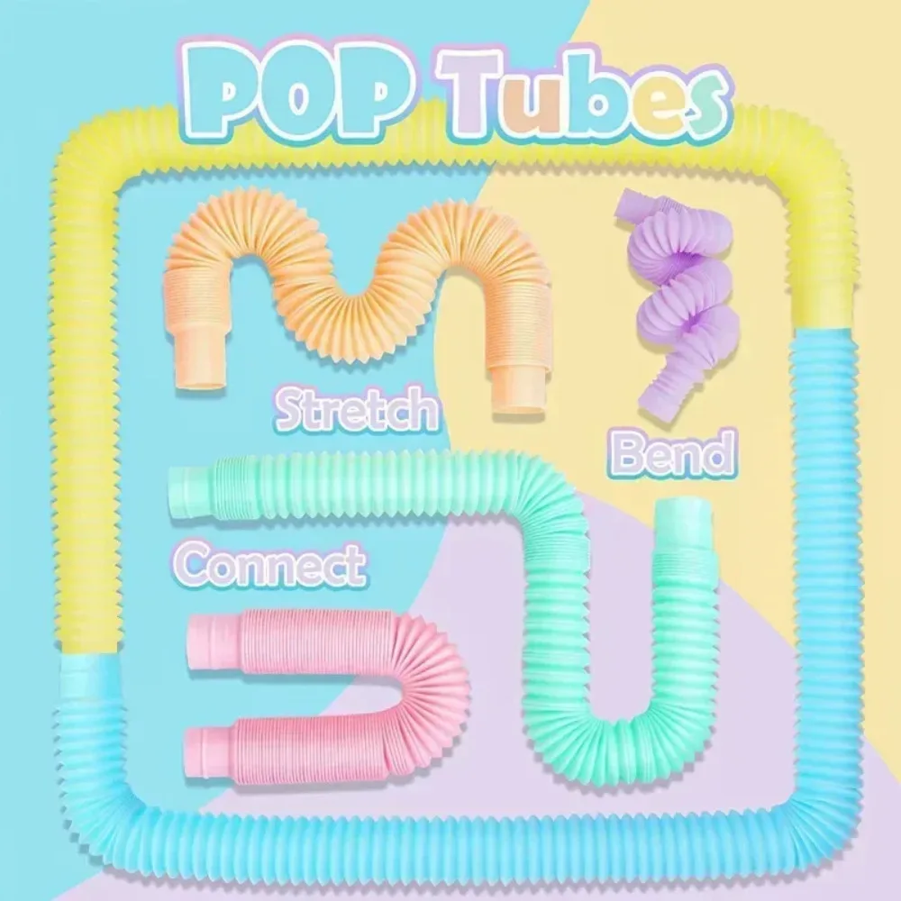 6 12 18 24 30 Pcs Pop Tubes Sensory Toys Fidget Stress Relief Decompression Finger Squeeze Toy Telescopic Tube for Kids Teenager