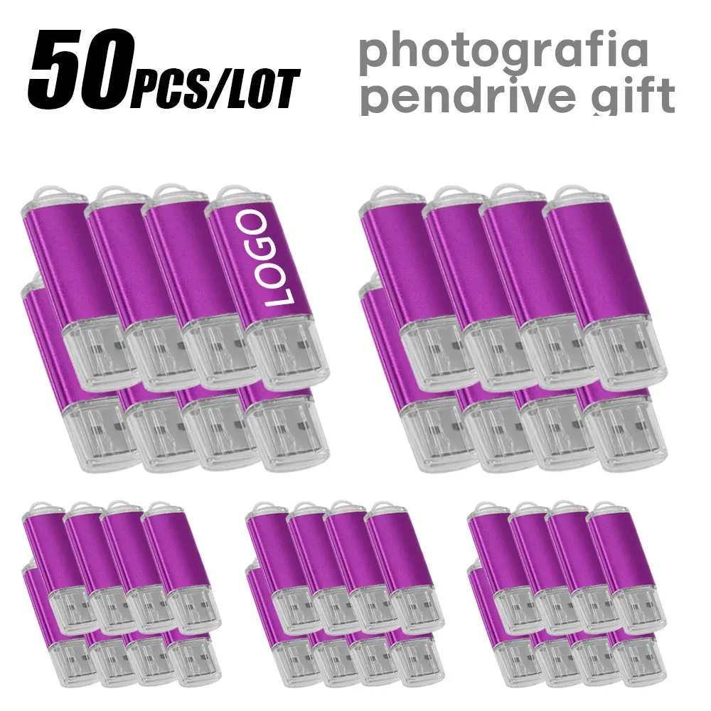 50 Stück/Los, kostenlose individuelle Logoprägung, Metall-USB-Stick 2GB 1GB, Werbegeschenke, USB 2.0 Flash-Laufwerk 128MB 512MB 4GB, Memory Stick, Werbe-USB