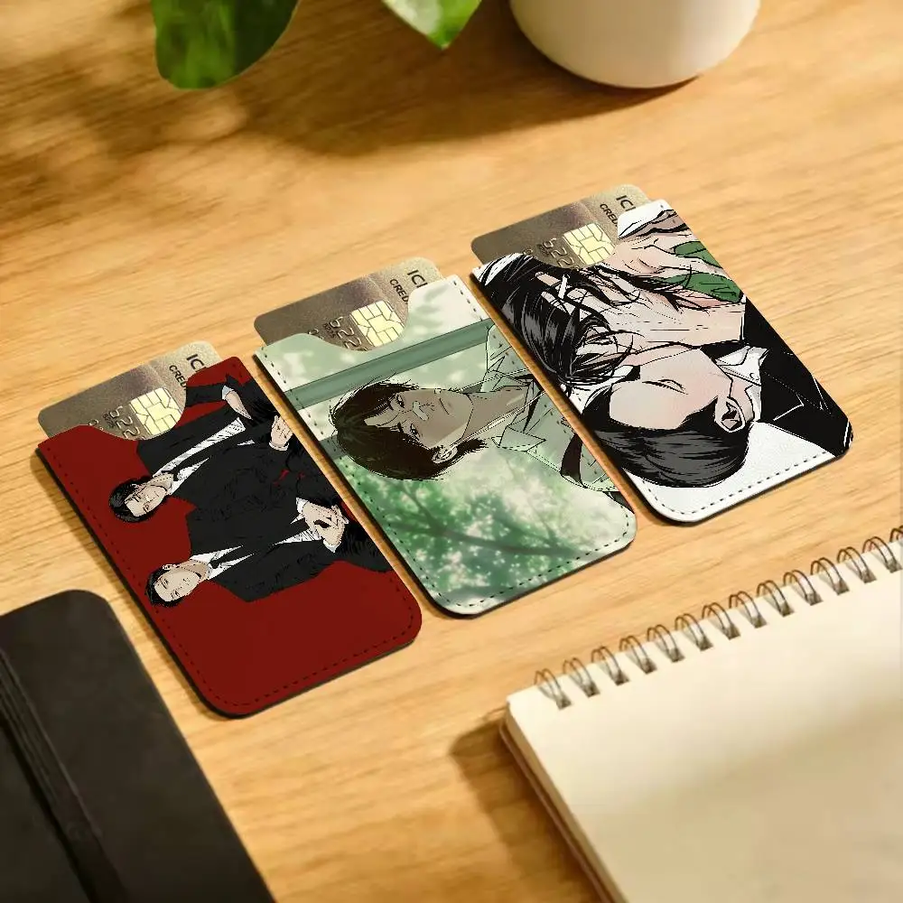 Peace of God bl Anime Men's Genuine Leather Mini Card Wallet, Ultra Thin Credit Portable Business Card & Transit Bus Card