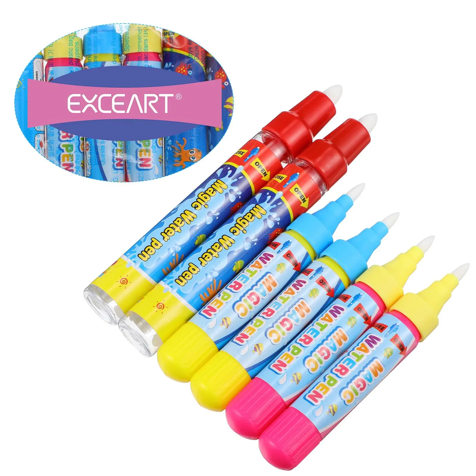 6Pcs Magical Water Drawing Pen Kid Painting Water Writing Mat Pen Doodle Pens Replacement Tool Education Toy For Kids