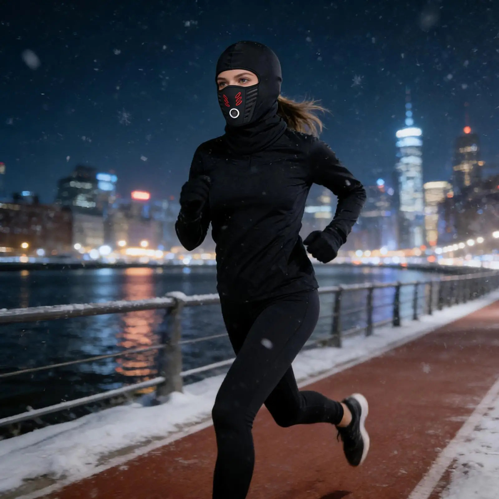 Ski Hood Fleece Windproof Headwear Cold Weather Skiing Hooded Scarf For Women Men Running Cycling Camping Snow Sport Climbing