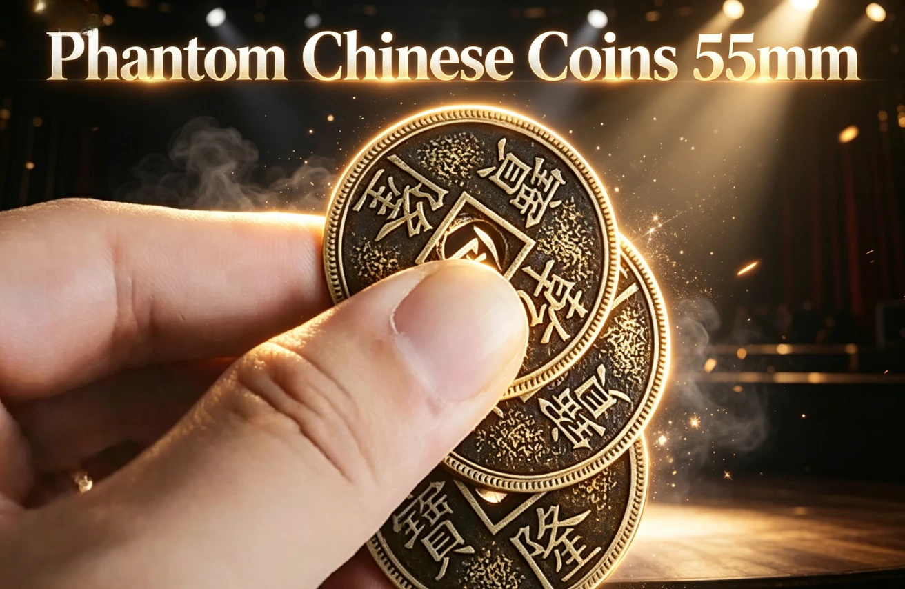 Phantom Chinese Coins 55mm Magic Trick by Oliver Magic Chinese Coin Illusion Stage Magic Gimmick Prop Professional Magician