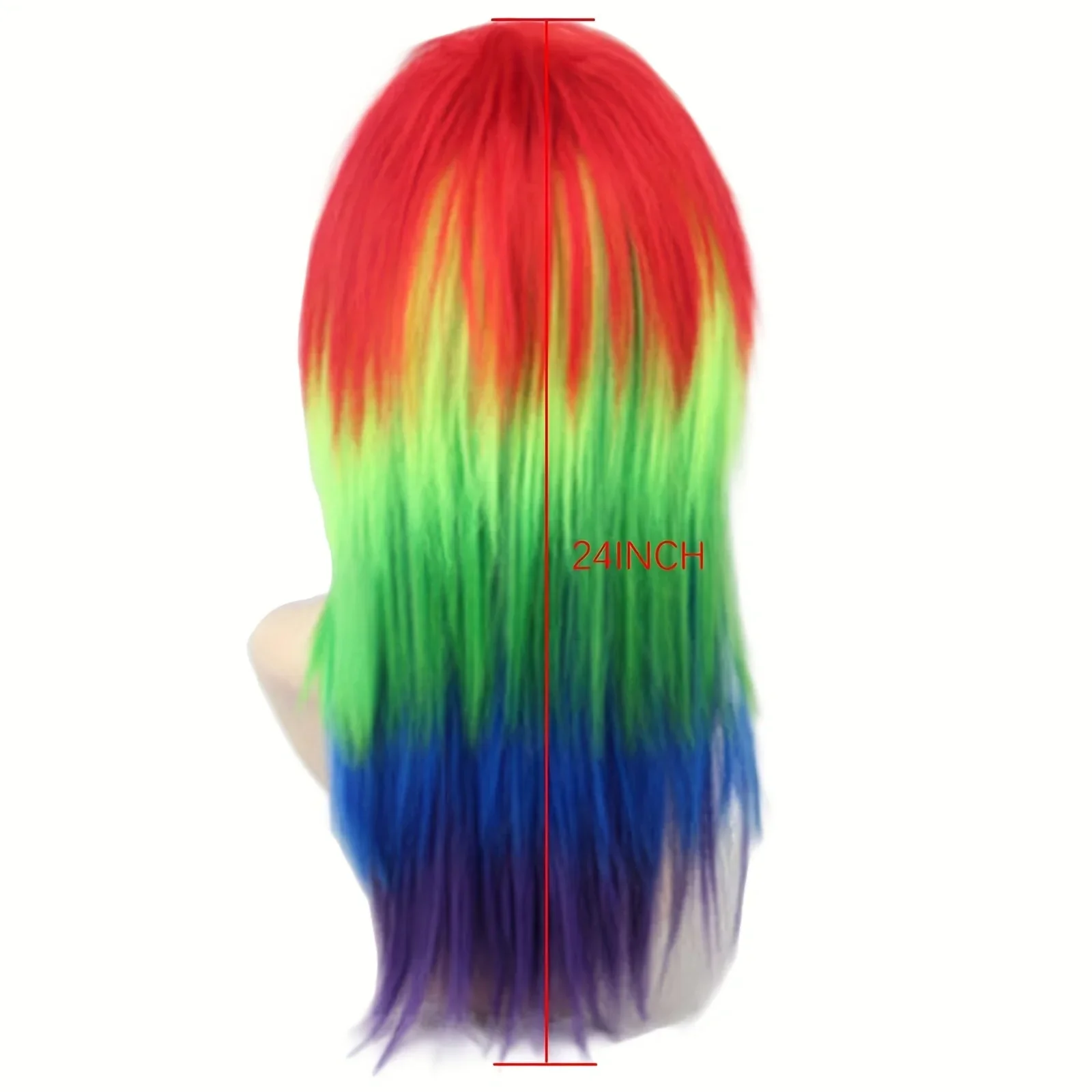 Rainbow Dash Cosplay Long Straight Rainbow Synthetic Cosplay Wig for Halloween Christmas School Thanksgiving Day