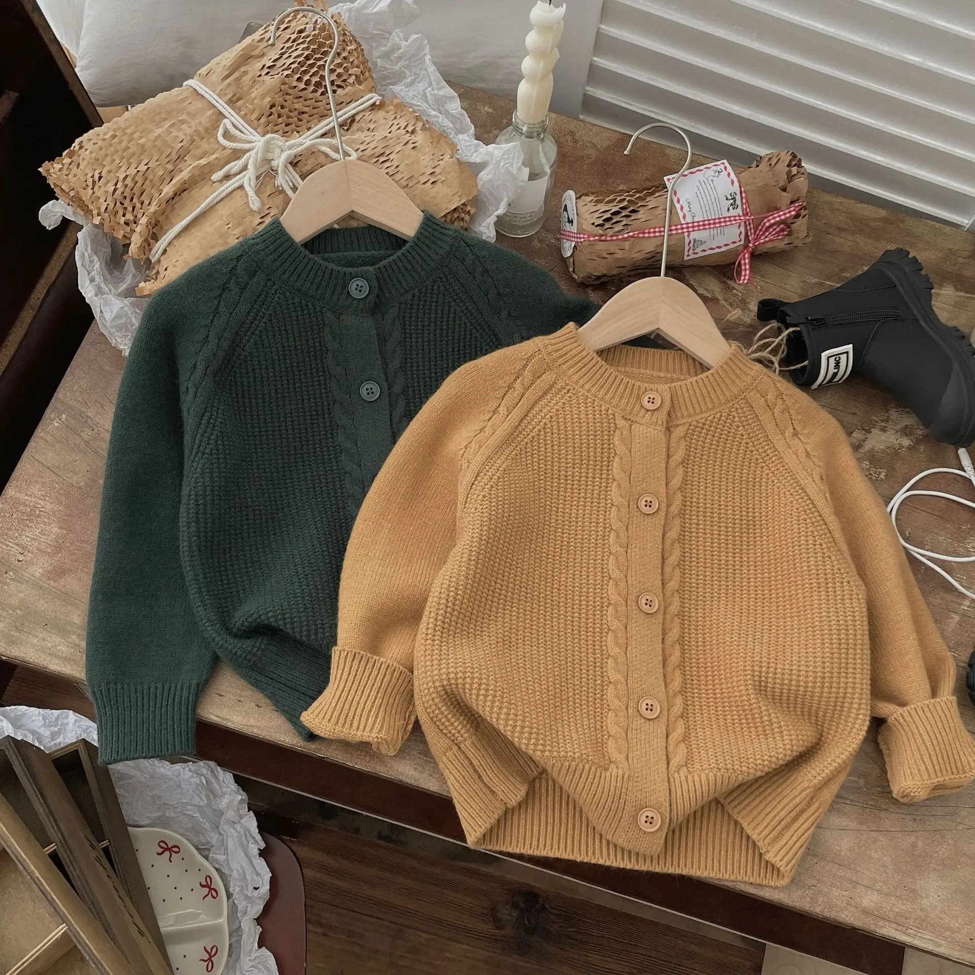 

Autumn Children Boys Knitted Cardigan Solid Simple Infant Babys Boys Sweater Coat Round Collar Toddler Kids Boy Open Stitch Coat