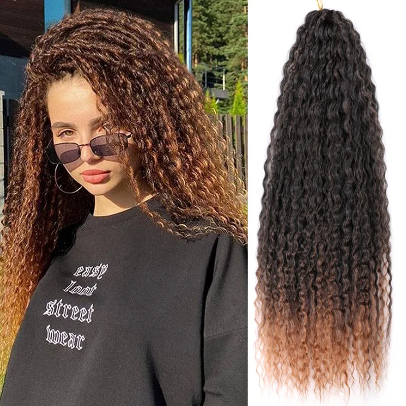 20 Inch Synthetic African Roots Brazilian Crochet Braid Twist Hair Extensions Deep Water Wave Synthetic Crochet Braiding Hair