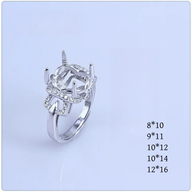 

Setting 8*10/9*11/10*12/10*14/12*16mm Gemstone S925 Sterling Silver Ring Empty DIY for Women Fine Fashion Charm Jewelry