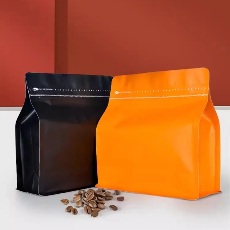 50pcs Color Frosted Coffee Beans Bag Packaging with Valve Octagonal Stand Up Food Sealed Aluminum Foil Storage Pouches