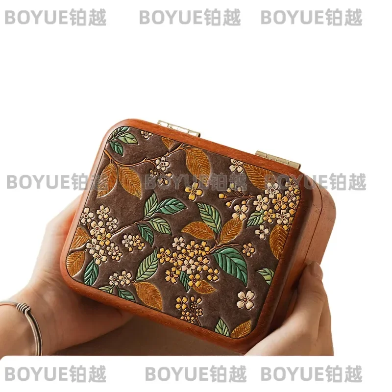 Rosewood Jewelry Box Solid Wood Portable Storage Case Exquisite Small Organizer for Rings Earrings High End Gift for Women