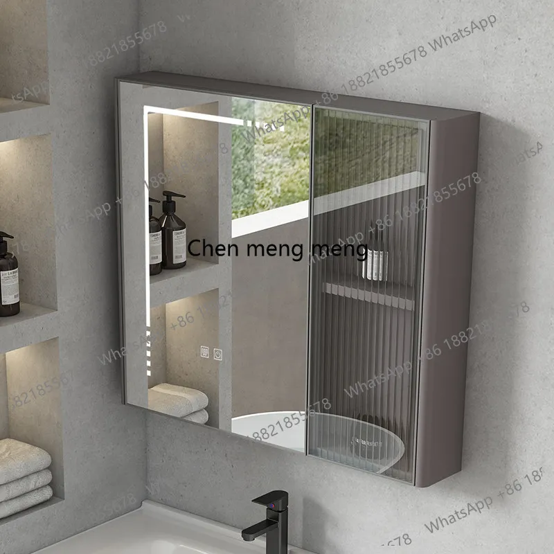 Stainless steel bathroom smart mirror cabinet separate toilet locker wall-mounted mirror box