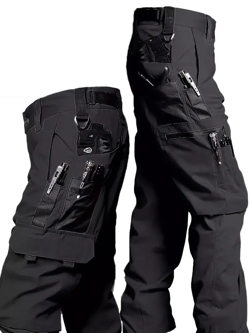 Men's Spring Autumn Work Pants Outdoor Tactical Hiking Trousers with Multiple Pockets Travel Trekking Long Pants Solid Color Pan