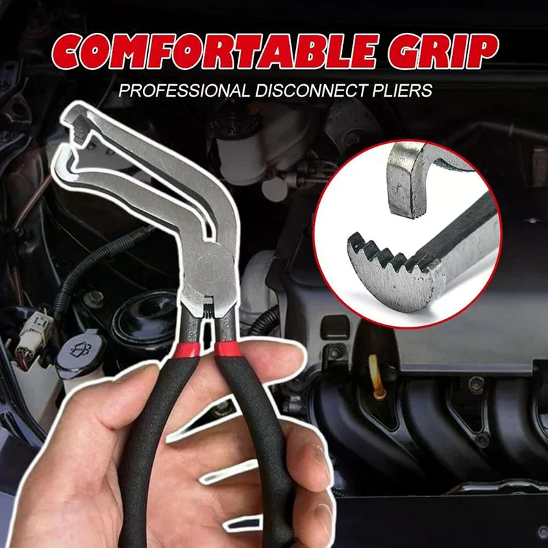

8" 60-Degree Electrical Disconnect Pliers For Automotive Connectors & Sensors - Angled Wire Plug Removal Tool