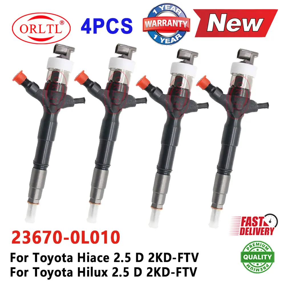 

4 PCS ORLTL NEW 23670-0L010 Fuel Injection Nozzle 236700L010 Diesel Injector 23670 0L010 for Toyota Hiace / Hilux 2.5 D 2KD-FTV