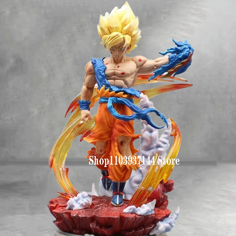 

Аниме Dragon Ball Z Фигурки GK Super Saiyan Son Goku Фигурки Тираннозавр Общество Модель DBZ Toys 27 см Коллекция ПВХ Статуя