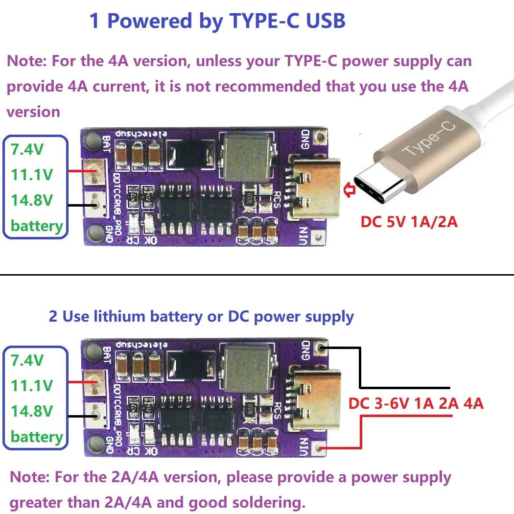 PRO Version! 2S 3S 4S Type-C DC 5V To 8.4V 12.6V 16.8V Step-Up Boost LiPo Li-Ion Charger 7.4V 11.1V 14.8V 18650 Lithium Battery