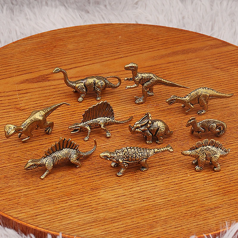 Solid Brass Velociraptor Dinosaur Jurassic Dinosaur Family Small Statue Office Desktop Ornaments Tea Pet Crafts Animal Figurines