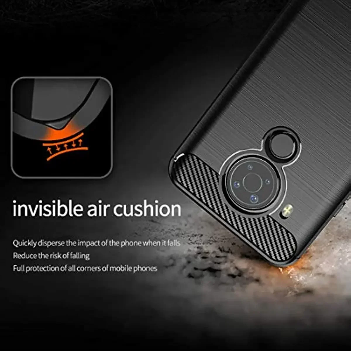 TPU Brushed Case for Nokia 5.4 / Nokia 5.1 / 5.3 / 5.1 Plus Soft Silicon with Texture Carbon Fiber Design Cover