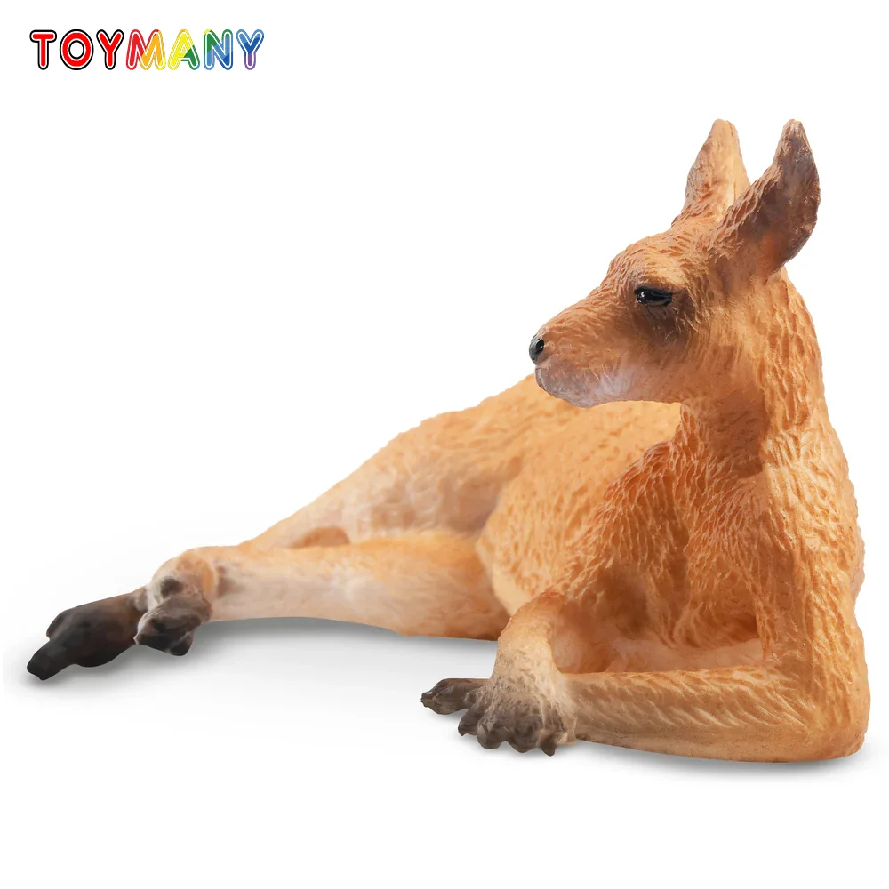 Toymany Simulation Lying Kangaroo Wildlife Animal Model Toy Mini Figures Dolls Action Figurines Toys Children Gift