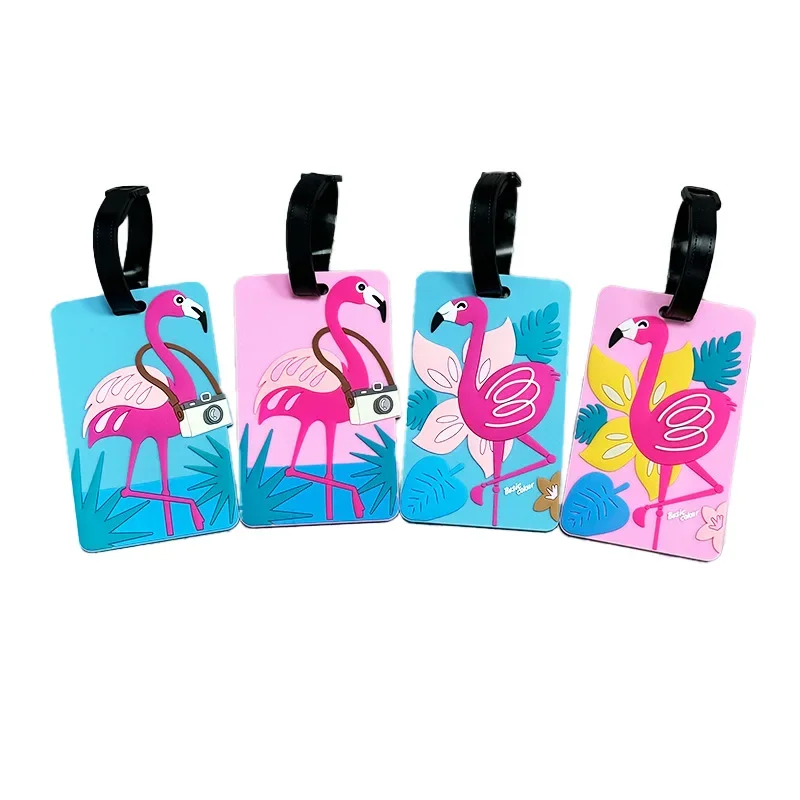

Flamingo Cute Luggage Tag PVC Luggage Tags Travel Tag Bag Tags Name ID Address Lable Women Men Flight Holiday Travel Accessories