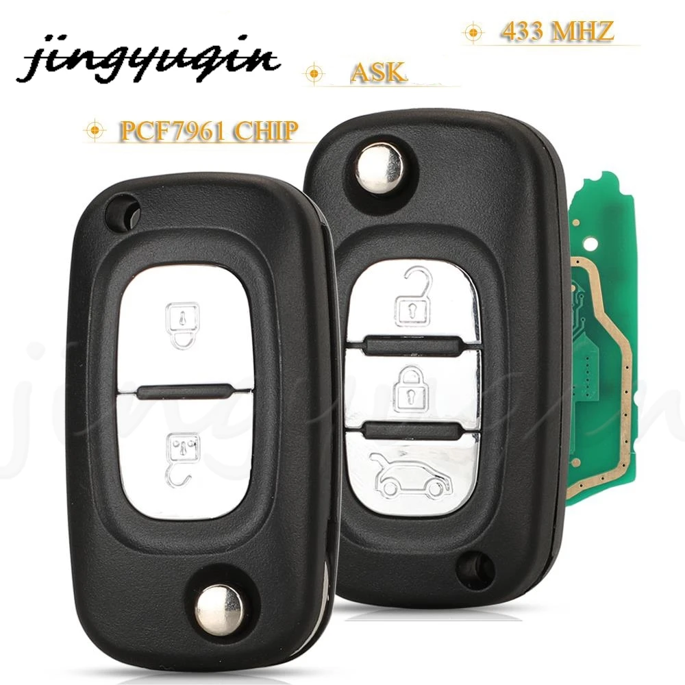 

jingyuqin 2/3 Buttons ASK Remote Key Fob 433Mhz ID46 Pcf7961 Chip For Mercedes-Benz Smart Citan