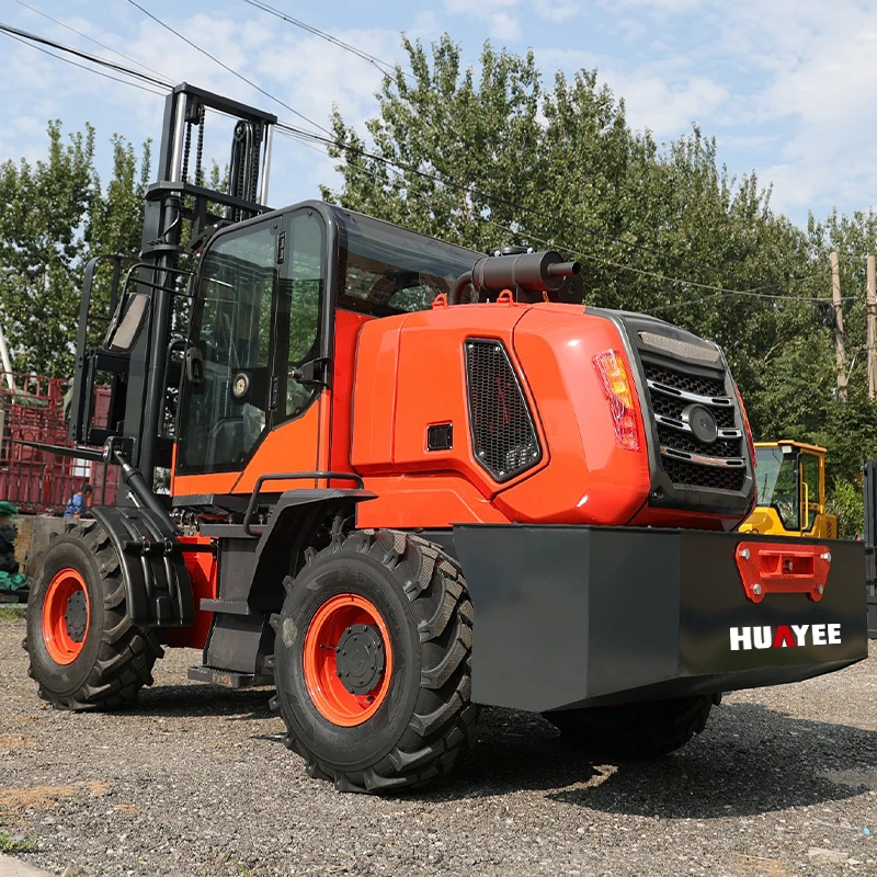 Produsen Forklift Diesel murah pengiriman cepat truk Forklift Off-road kustom penggunaan luar ruangan Forklift medan kasar 3.5 Ton