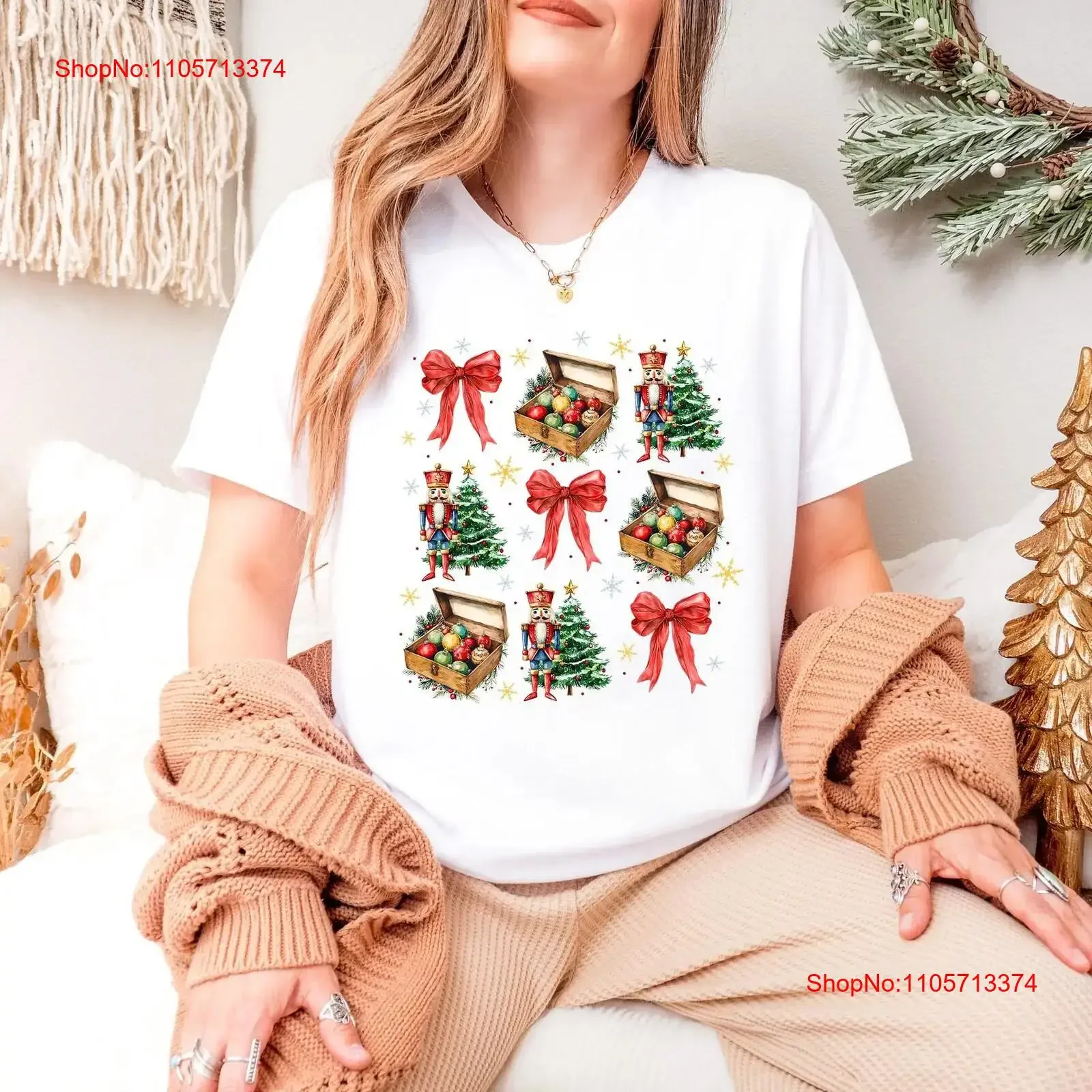 Christmas Nutcracker T Shirt SweaT Party Coquette Bow Cute vintage Washed Stylish Soft designer clothes graphic Versatile