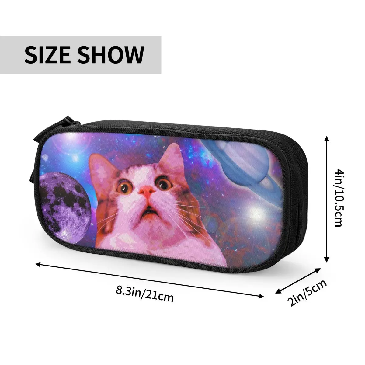 Imagem -06 - Engraçado Cat Memes Pencil Case Cute Galaxy Space Pen Holder Bolsa para Crianças Grande Armazenamento Material Escolar Zipper Pouch