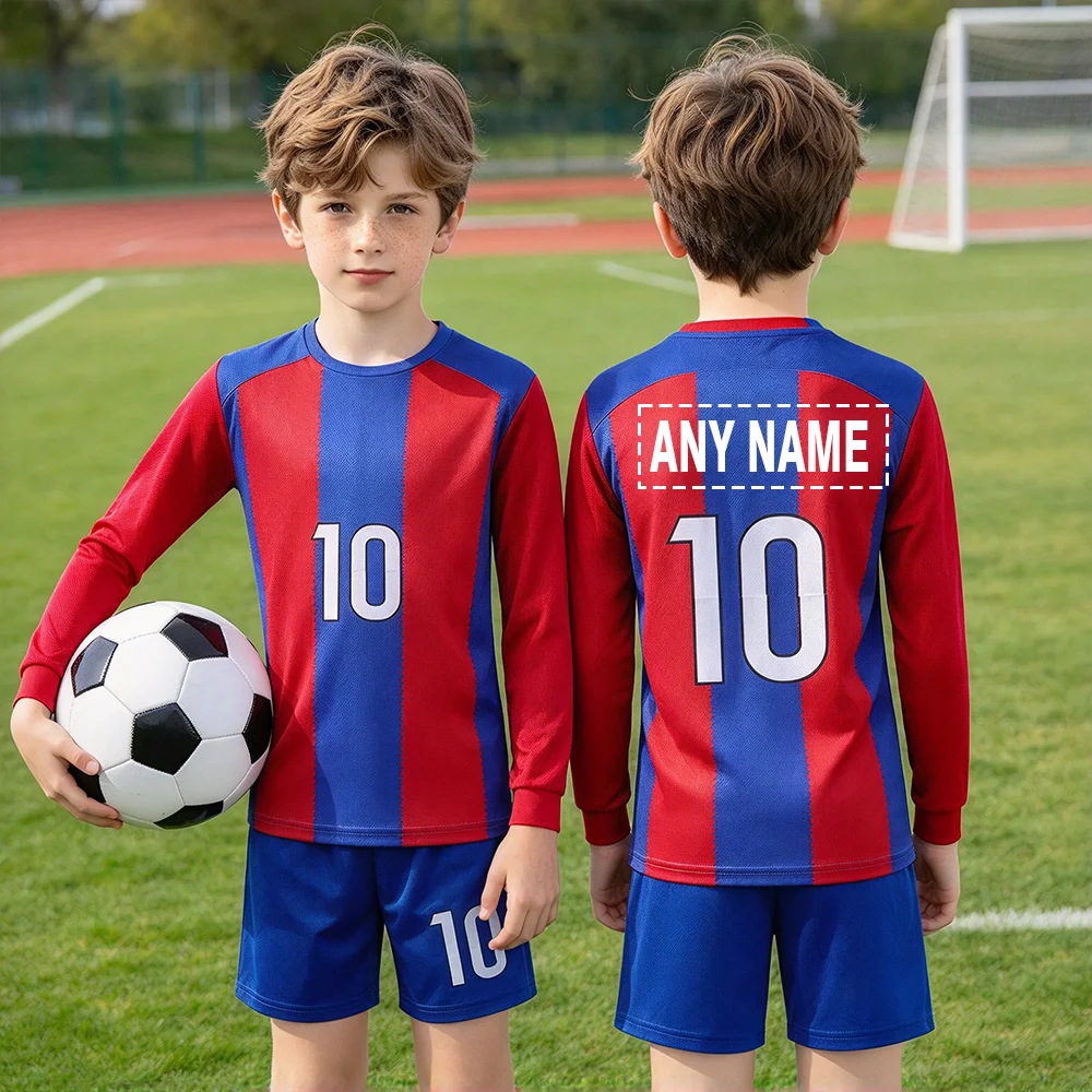 Children's Sports Football Kit Quick Dry Casual Training Uniform Set with Personalized Name Customization Fixed Number 10