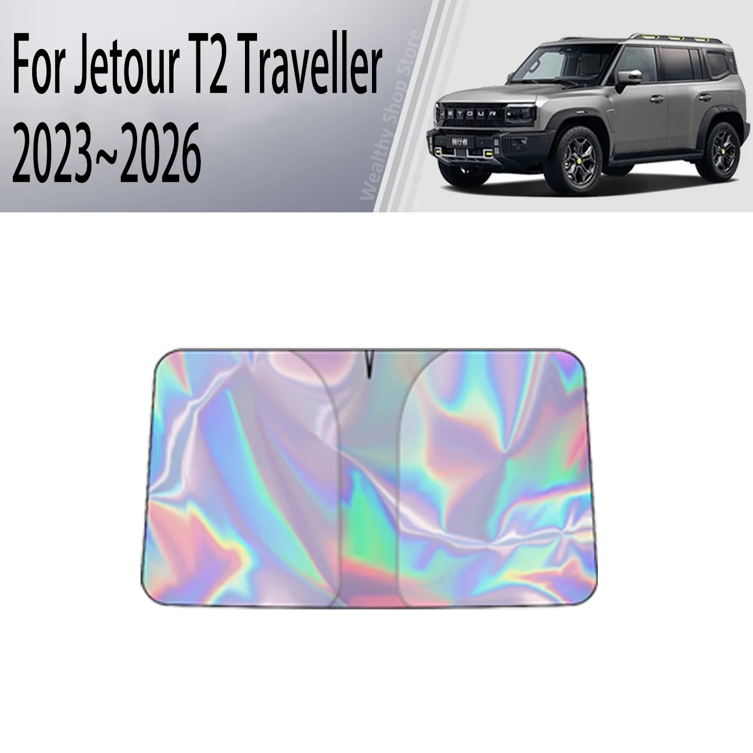 Auto-Sonnenblende für Jetour T2 Traveller 2023~2026 2024 – Frontscheiben-Sonnenschutz mit Wärmeisolierung für den Sommer, Kühlzubehör – Detail 2