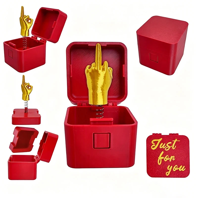 Novelty Standard Size Middle Finger Pop Up Surprise Box Spring Jump Prank Gag Toy Desk Decor Creative Humor Gift