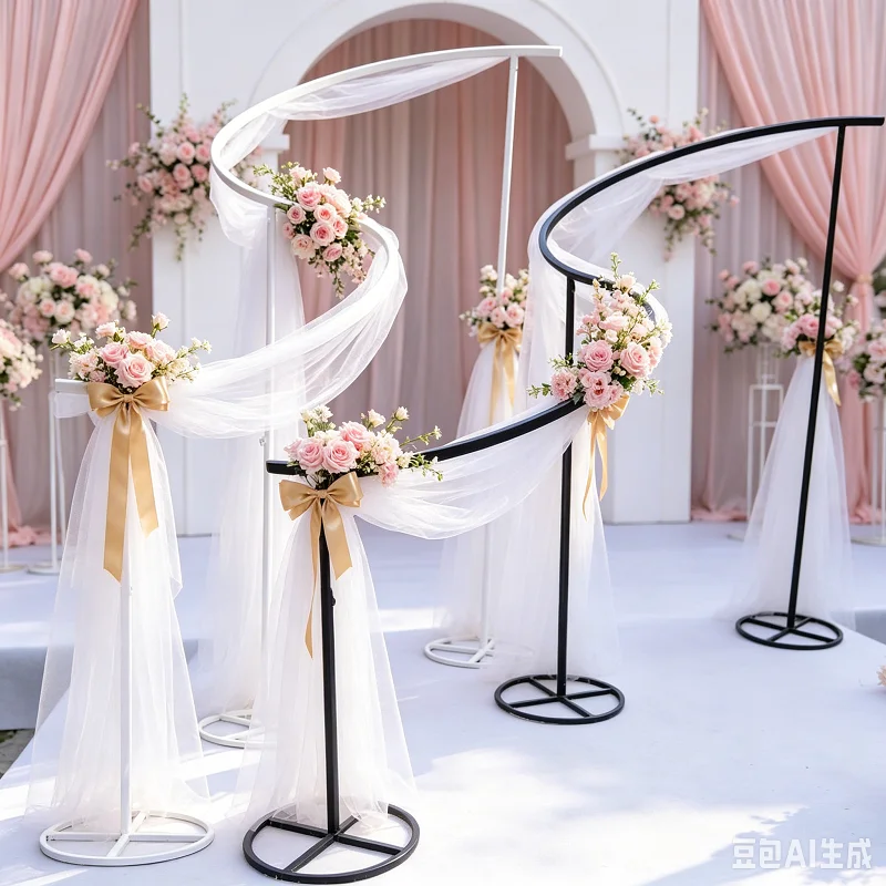 

2-Piece S-Shaped Metal DIY Backdrop Arch for Wedding Parties Festivals Outdoor Photo Decorations Sheer Arch