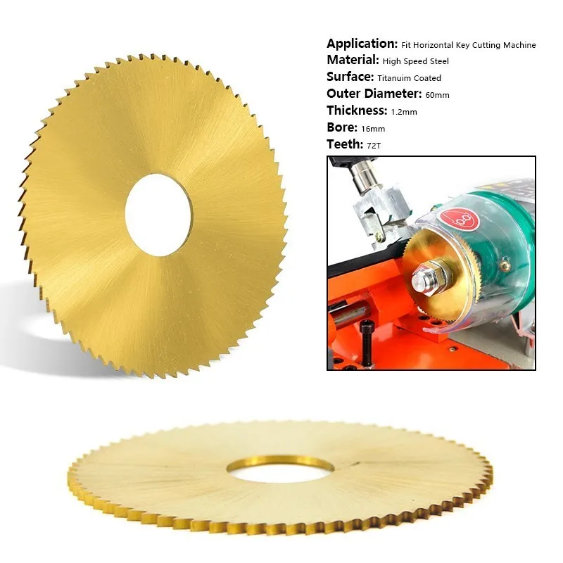 XCAN Key Machine Cutter 60mm,16mm Bore,72 Teeth Key Cutting Machine Saw Blade for 238BS 238RS 2AS Copy Keys Locksmith Tools