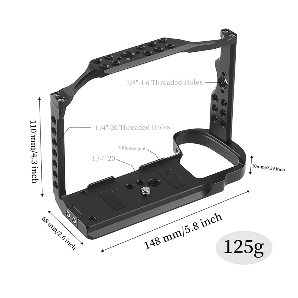 Protective Camera Cage Aluminum Alloy for FUJIFILM X-H2/X-H2S Camera Cold Shoe Mount Magnetic Wrench Slot Numerous 1/4in+3/8in