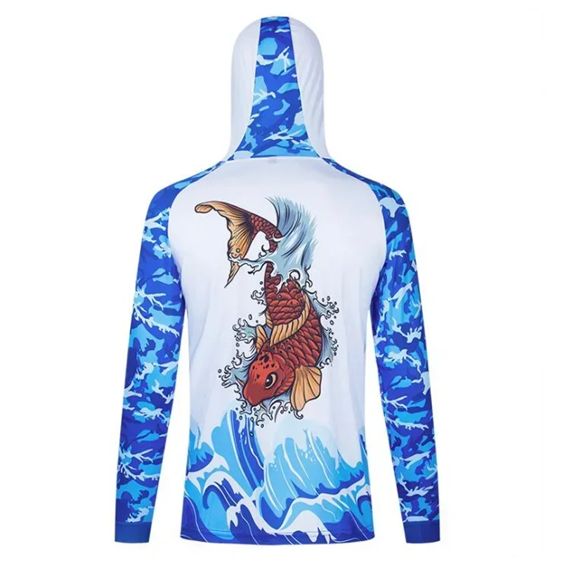 طويلة الأكمام الرجال الصيد جيرسي المهنية تنفس سريعة الجافة الصيد هوديي المضادة للأشعة فوق البنفسجية في الهواء الطلق الرجال الملابس معطف الصيد #5