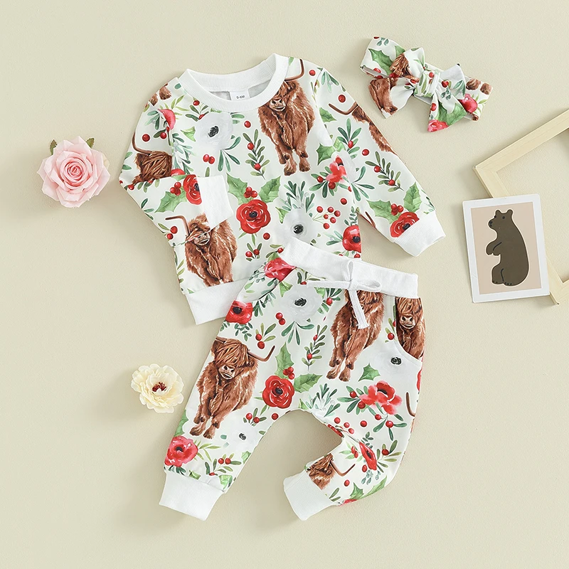 

Зимняя одежда для маленьких девочек, толстовка с длинными рукавами, леггинсы с леопардовым принтом, комплект с повязкой на голову и бантом, детская одежда на Рождество