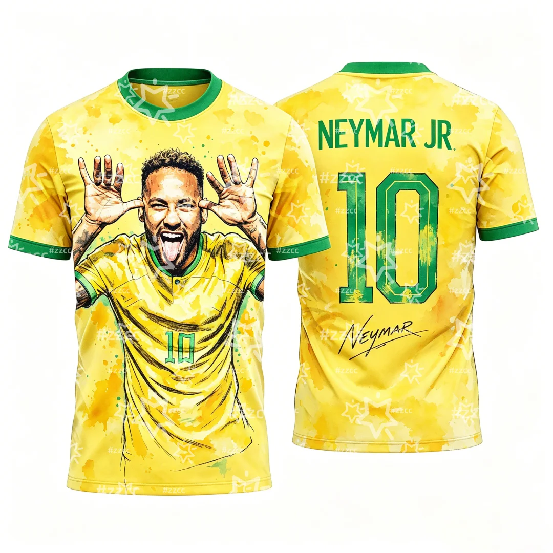 2026 Neymar Jr. Brazil Team Football Jersey Match & Training Kit Summer Sports Men's T-Shirt Children's Clothing Tee Y2k Woman