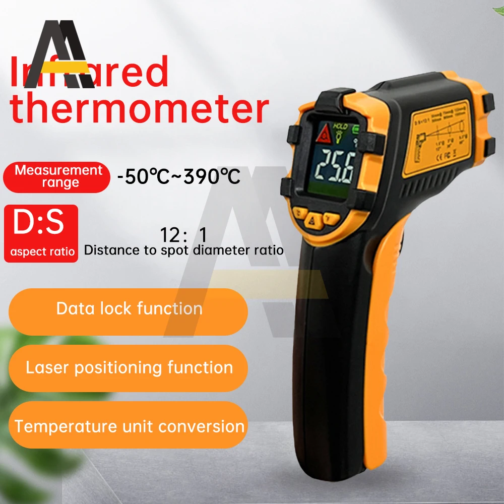 LCD Infrared Thermometer Temperature Gun Water Temperature Air Conditioning Floor Heating Thermometer Non-Contact Meter