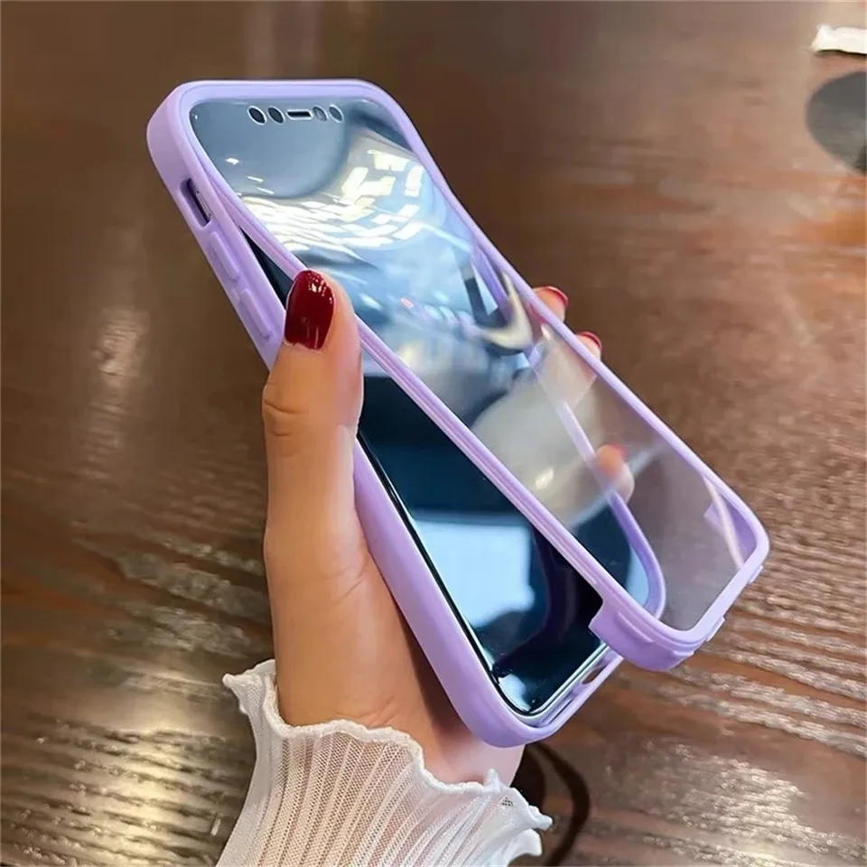 Luxury 360 Full Body Front Back Clear Case For iPhone 14 13 11 12 Pro Max XS X XR 7 8 Plus SE Silicone Bumper Shockproof Cover