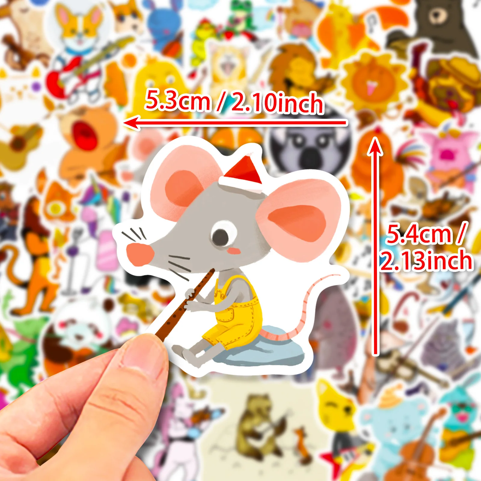 10/50 قطعة ملصقات الحفلات الموسيقية المضحكة على شكل حيوانات كرتونية لطيفة على شكل حيوانات لتزيين الموسيقى والثلاجة والأمتعة والكمبيوتر المحمول لعبة جيتار السيارة والدراجة للأطفال