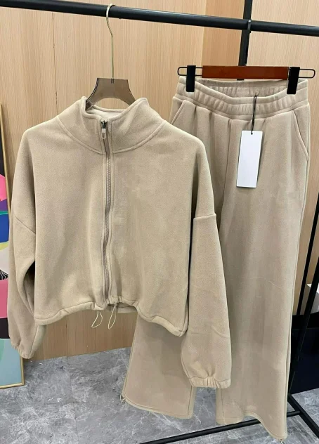 هوديي وسراويل رياضية نسائية مع بدلة دافئة من الصوف #6