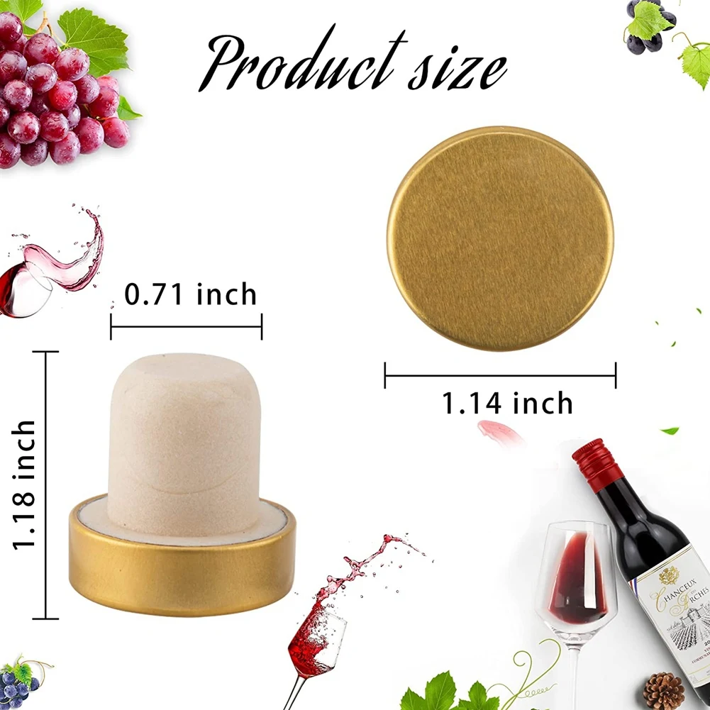 30Pcs Champagne Rubber Bottle Cap Cover Wine Stopper Kitchen Bar Supplies T-Shape Bottle Sealing Plug Bar Beer Cork