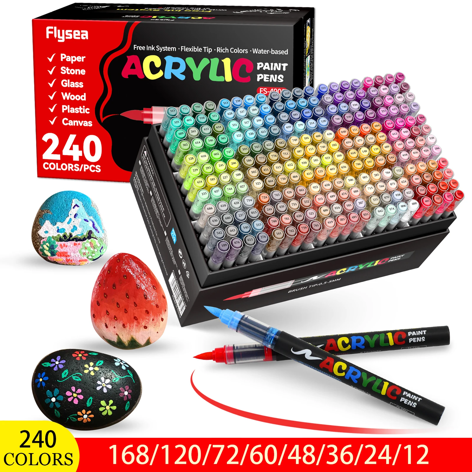 

Набор акриловых маркеров с мягким наконечником Direct Liquid, 12-240 цветов, не размазывающиеся акварельные ручки для студентов-художников, для самостоятельного раскрашивания, подходят для росписи камней, каллиграфии, скрапбукинга, рукописной графики, изг
