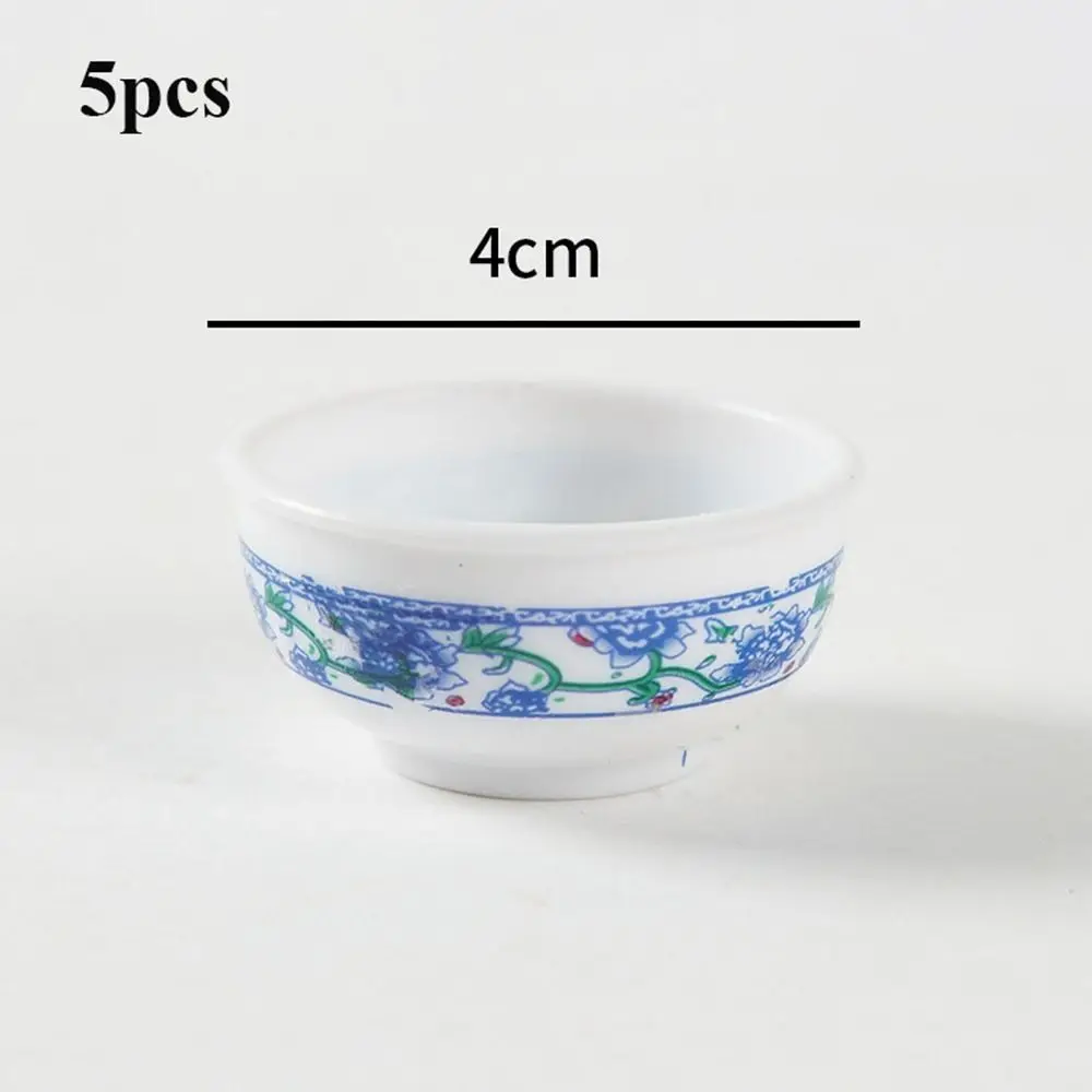 

5/10pcs New Blue and White Dollhouse Miniature Bowl Plastic 3 Styles Tableware Bowl Gift Toy 1:12 Dollhouse Decoration