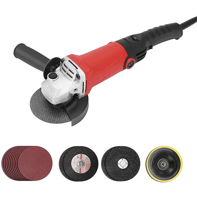 Angle Grinder with 6 Speed Change Speed Control 1400W Angle Grinder with Protective Devices Cutting Discs Non-Slip Handle