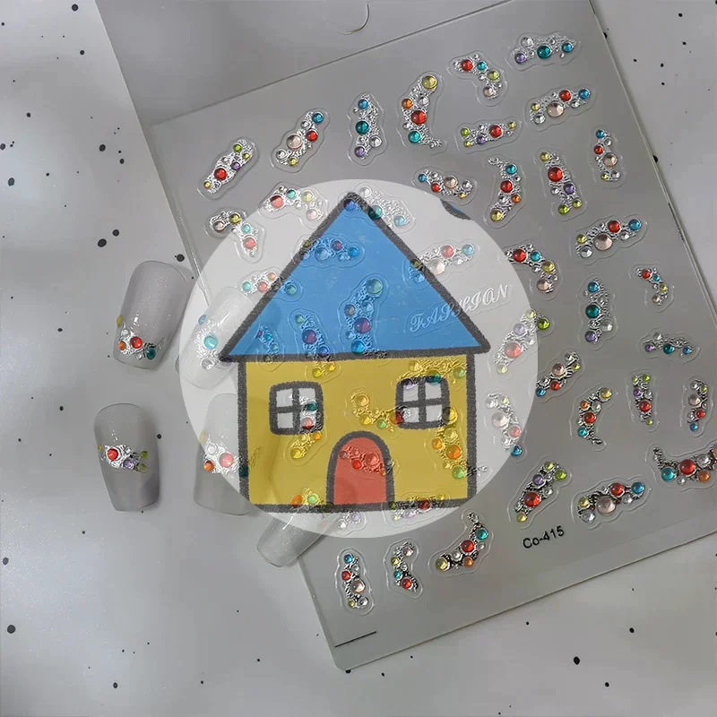 모조 라인스톤 반투명 네일 스티커 장식용 네일 팁 및 젬스톤 네일 아트