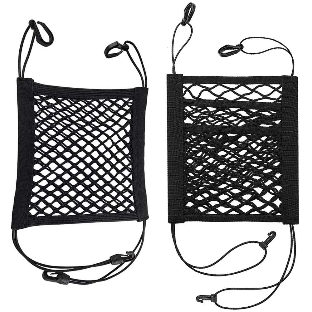 Car Mesh Organizer Storage Elastic Car Mesh Net Bag Seat Back Hanging Luggage Hooks String Kit Net Barrier for Backseat Dogs Pet