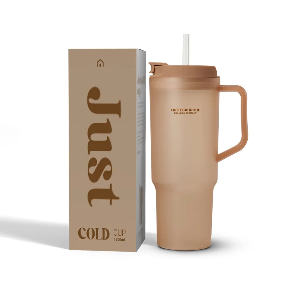 Estevan Hoff Just Cold Cup Tan Brown Tumbler Botella de agua de plástico ecológico reutilizable de gran capacidad