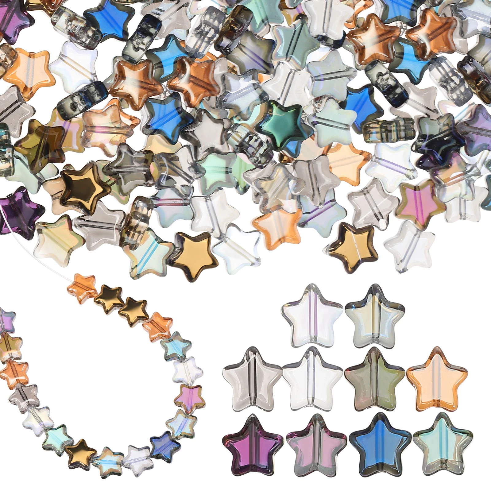 

100 Pcs Pentagram Beading DIY Jewelry Pendant Bracelet Beads Marble Star Charms Cute Glass Assorted Craft for Making Spacers