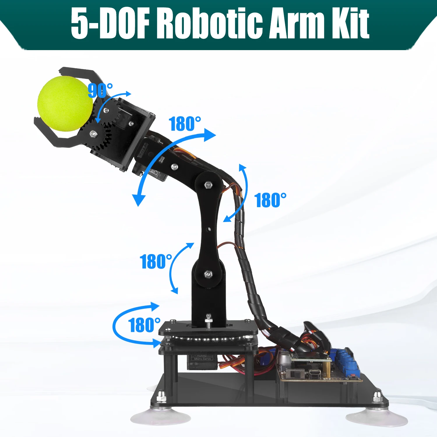 Adeept 5DOF Orange Robotic Arm Kit Compatible with Arduino IDE, Programmable DIY Coding STEM Education