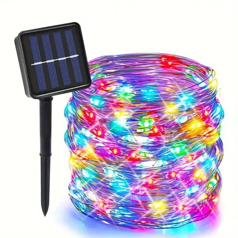 LED Solar Fairy Lights Outdoor Solar Lichtslingers Waterdicht 8 Modi Koperdraad Knipperlichten voor Tuin Bruiloft Decor
